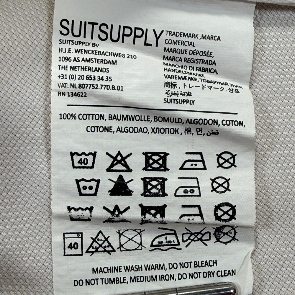 Suitsupply Traveller Shirt 15.75 / 40 White Cotton Slim Fit Dress Long Sleeve - Picture 8 of 9
